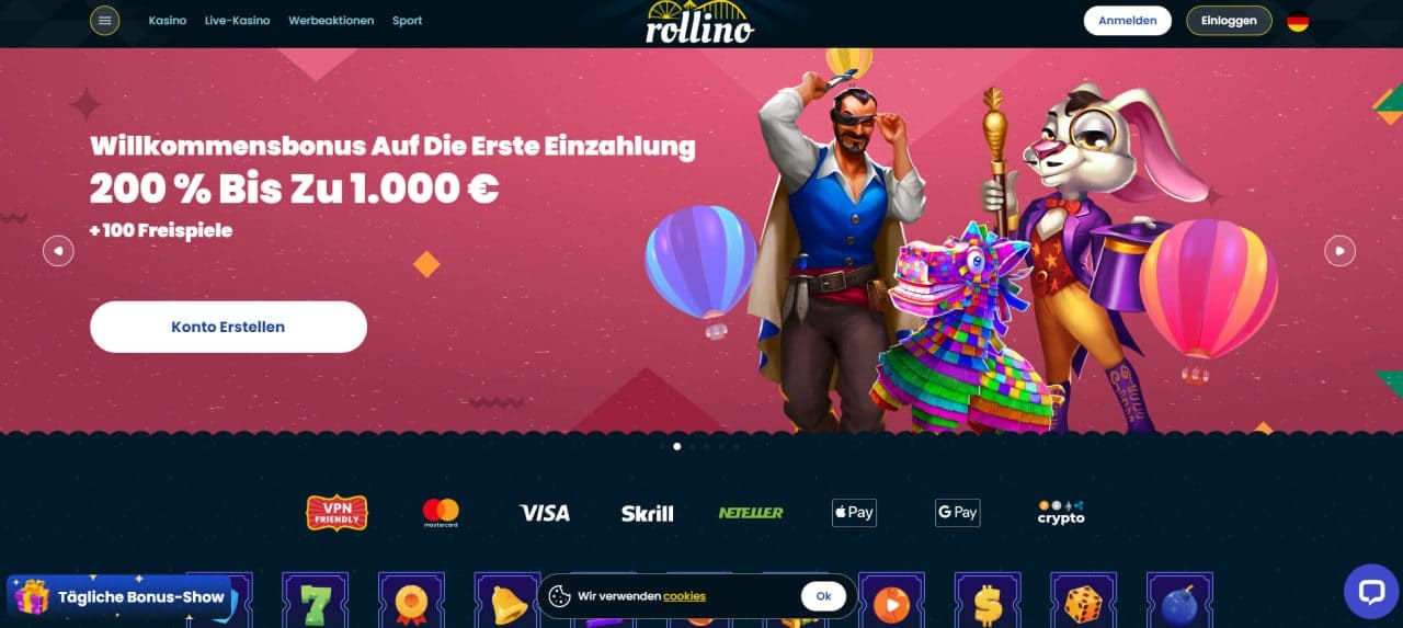 Rollino Casino: 50 Freispiele gratis