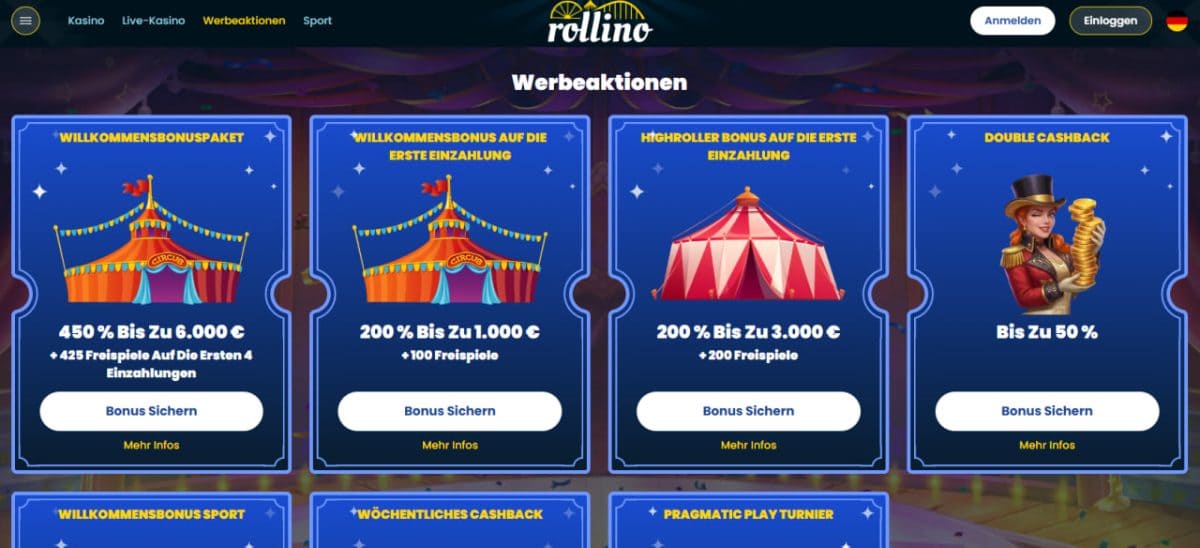 Rollino Boni – Welcome-Wahl & Cashback 25% DE image 1